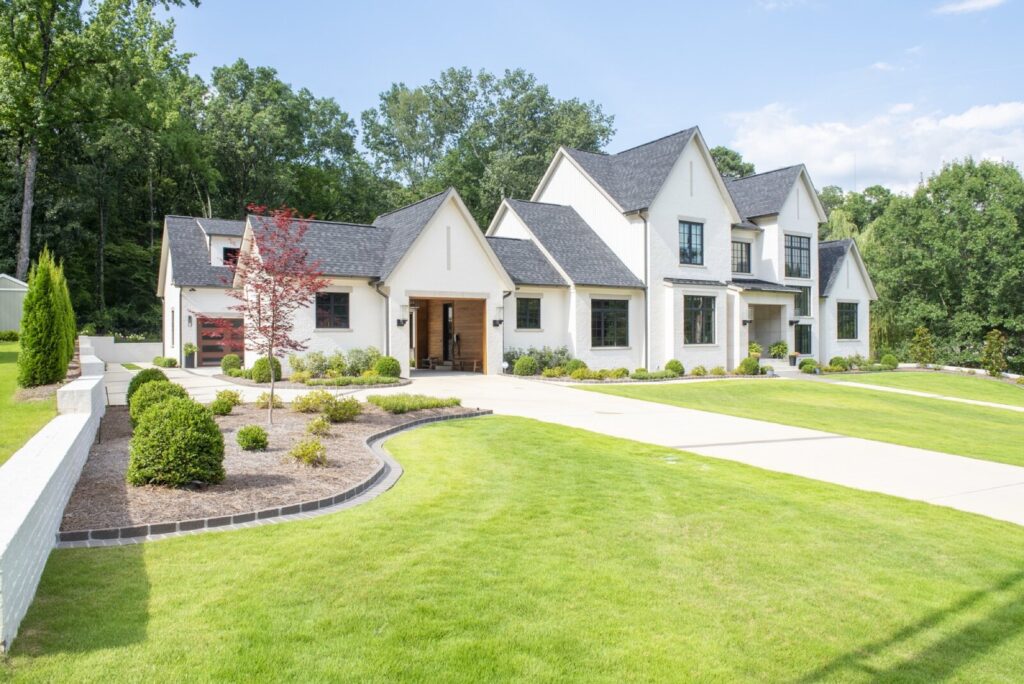 Front view of custom home design and drafting with open floor plan in Huntsville, AL by Oak River Design