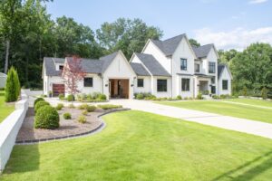 Front view of custom home design and drafting with open floor plan in Huntsville, AL by Oak River Design